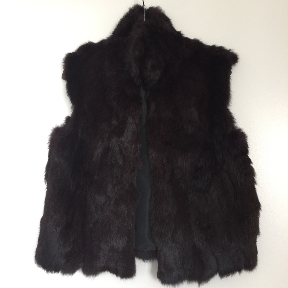 Adrienne Landau burgundy fur vest